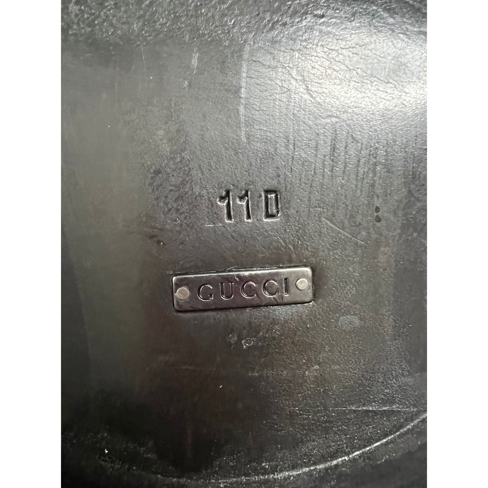 Vintage Gucci Mens Black Leather Loafers Dress Shoes Silver Buckle Italy Size 11 - Picture 7 of 9